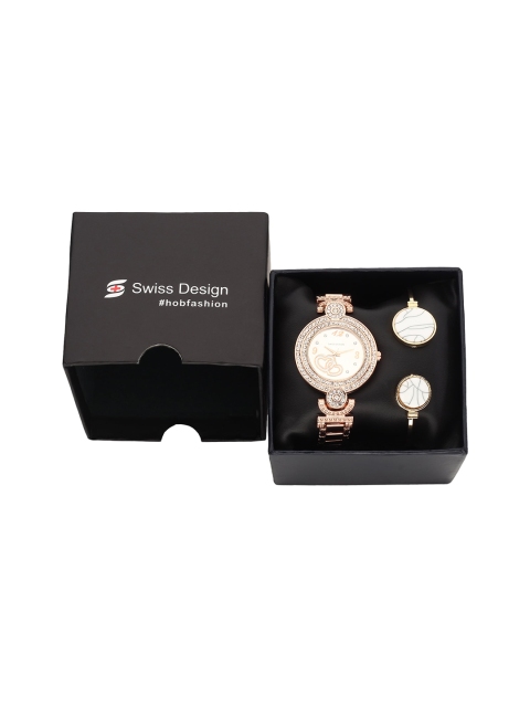 

Swiss Design Women Rose Gold-Toned & White Watch & Jewellery Gift Set SDWGift Set-27