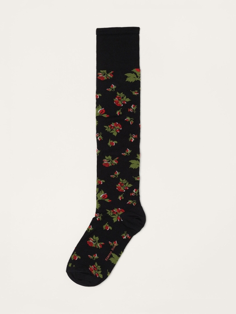 

H&M Women Black Jacquard Knit Knee Socks