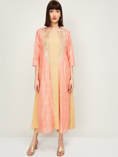 

Melange by Lifestyle Women Coral Pink Ethnic Motifs Printed Layered Kurta