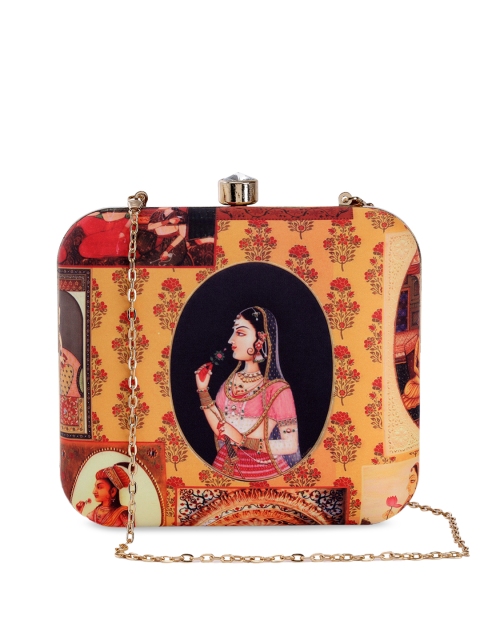 

TRINK Black & Cream-Coloured Printed Clutch