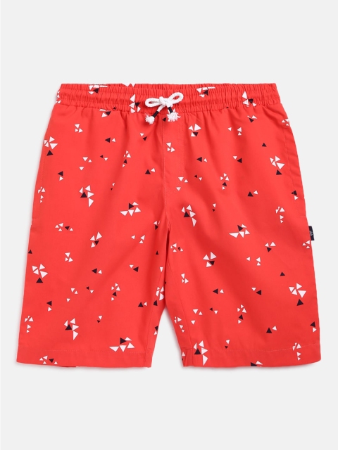 

Lil Tomatoes Boys Red Printed Regular Shorts With A Pen