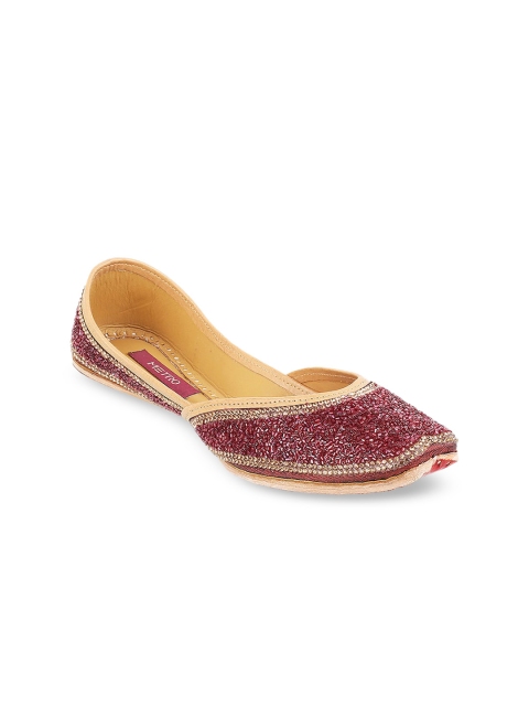 

Metro Women Maroon Embellished Mojaris