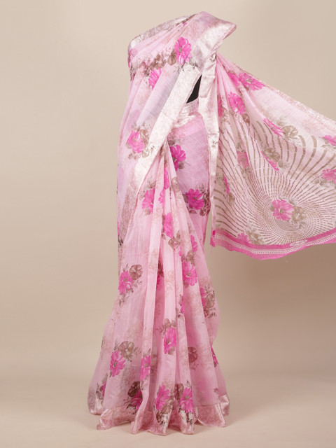 

Pothys Rose Printed Jute Silk Saree