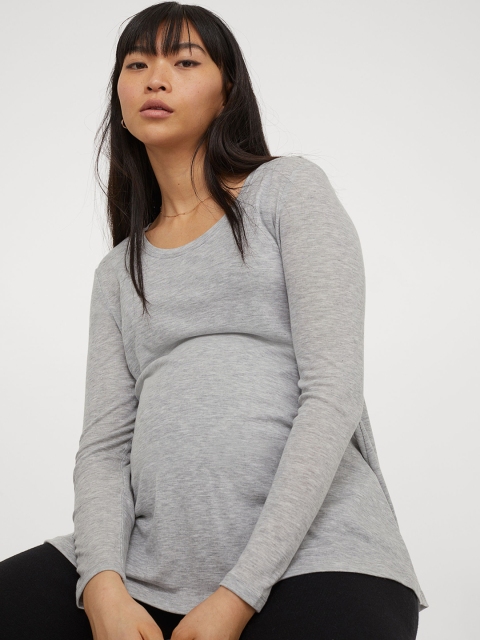

H&M MAMA Grey Solid Maternity/nursing Top