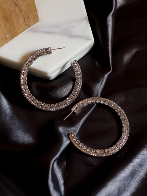 

Bellofox Silver-Toned Contemporary Hoop Earrings