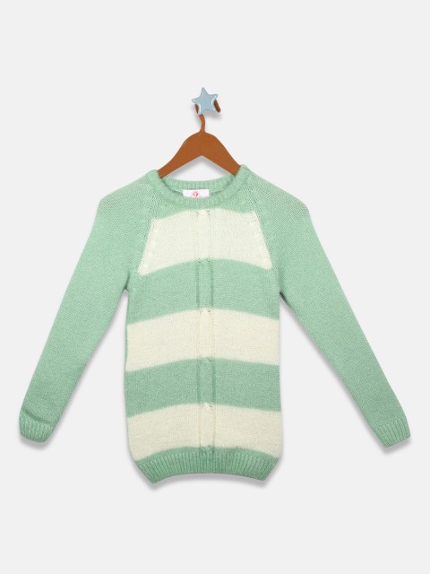 

OWM Girls Green Striped Pullover Sweater