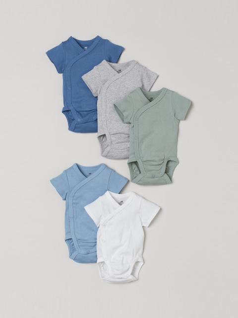 

H&M Infants 5-pack Multicoloured Cotton Bodysuits, Multi