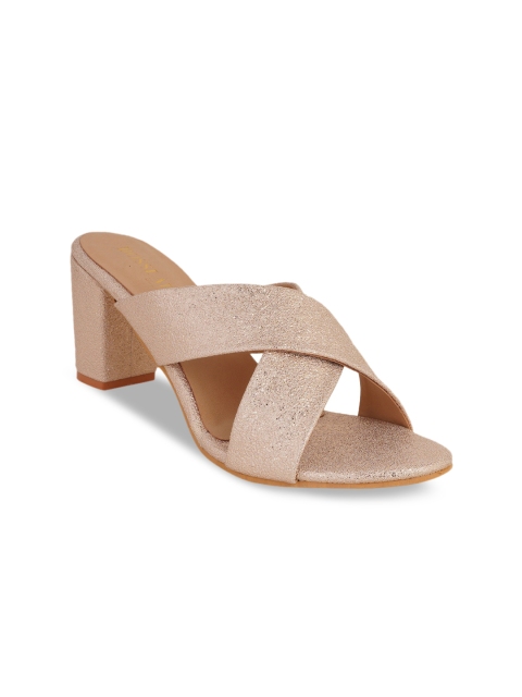 

SCENTRA Women Gold-Toned Woven Design Block Heels