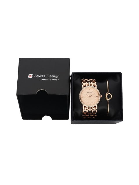 

Swiss Design Women Rose Gold- toned Watch & Jewellery Gift Set SDWGift Set-53
