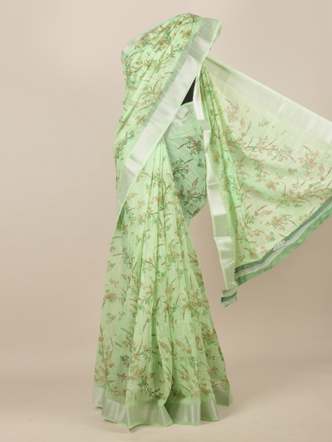 

Pothys Green Printed Jute Silk Saree