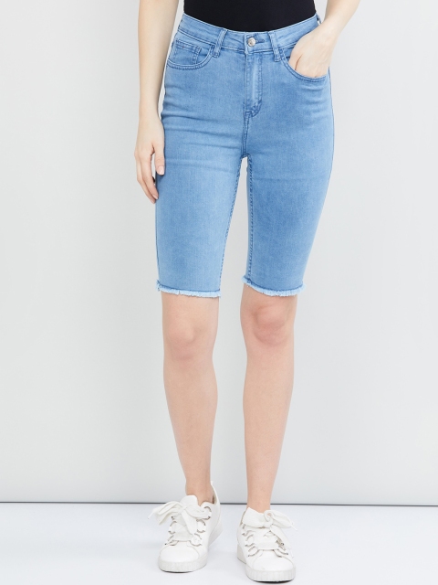 

max Women Blue Washed Regular Fit Denim Shorts