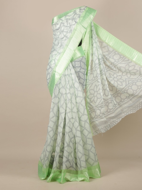 

Pothys Green Printed Jute Silk Saree