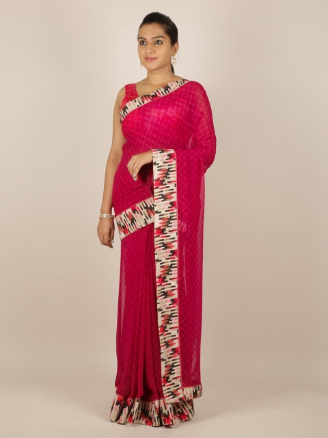 

Pothys Magenta Printed Poly Chiffon Saree