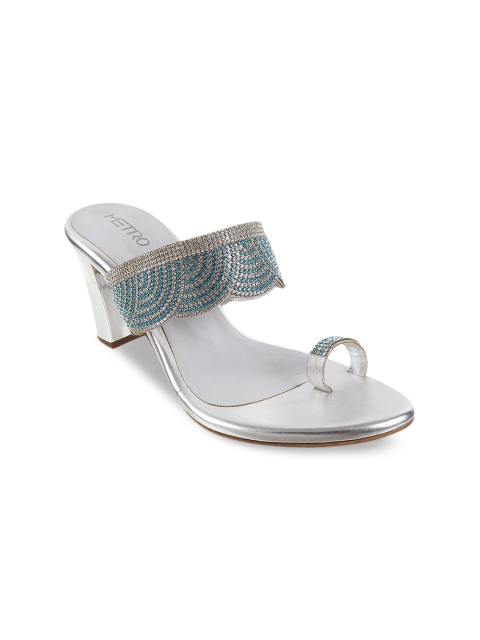 

Metro Women Silver-Toned Embellished Sandals