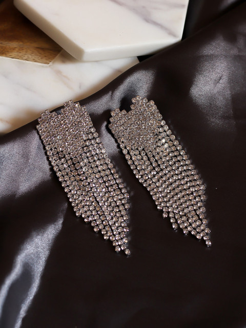 

Bellofox Silver-Toned Geometric Drop Earrings