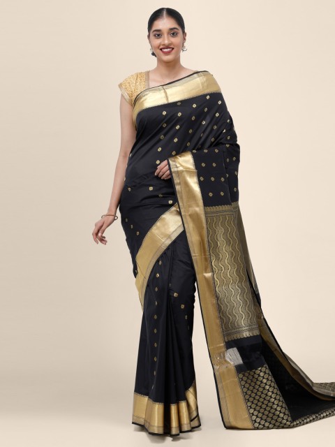 

Bangalore Silk Emporium Black Woven Design Silk Blend Saree