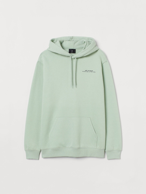 

H&M Men Green Solid Hoodie