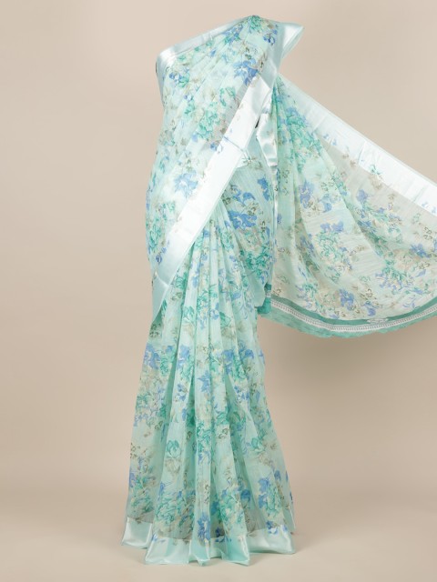 

Pothys Green Printed Jute Silk Saree