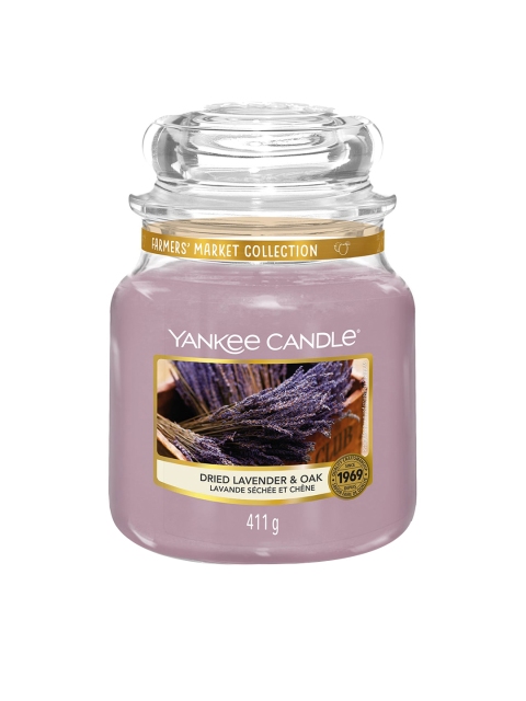 

YANKEE CANDLE Classic Dried Lavender & Oak Scented Medium Jar Candle, Purple