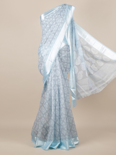 

Pothys Blue Woven Design Jute Silk Saree