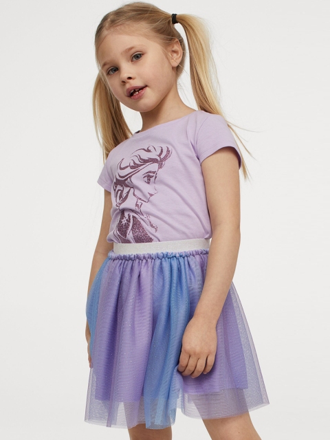 

H&M Girls Purple & Blue Cotton Printed 2-piece Frozen set