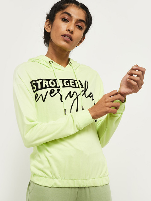 

max Women Lime Green Solid Pullover Sweater