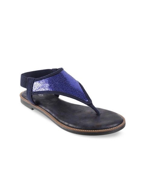 

Metro Women Blue Textured Open Toe Flats