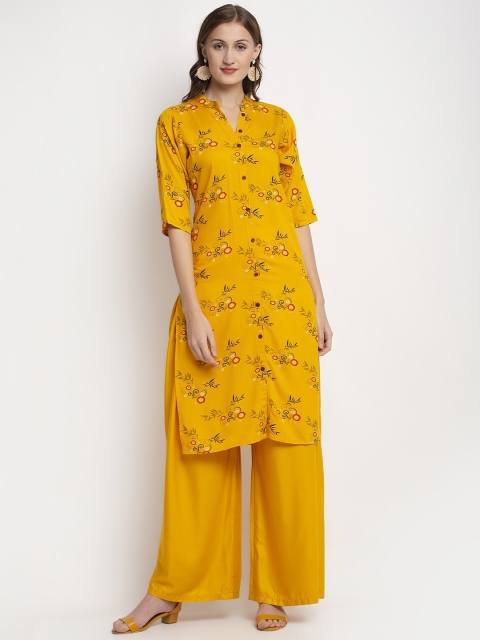 

NEUDIS Women Yellow Floral Printed Kurta