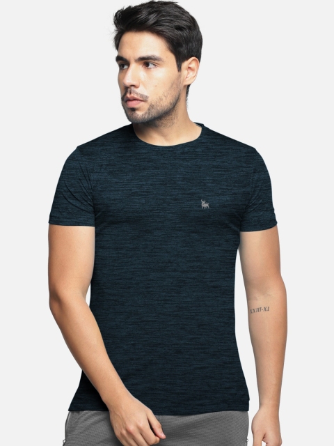 

BULLMER Men Navy Blue Solid Round Neck T-shirt