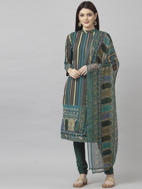 

Satrani Green & Purple Poly Crepe Unstitched Dress Material