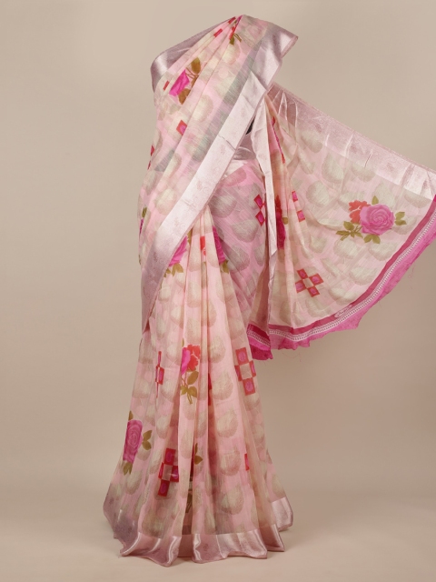 

Pothys Pink Woven Design Jute Silk Saree