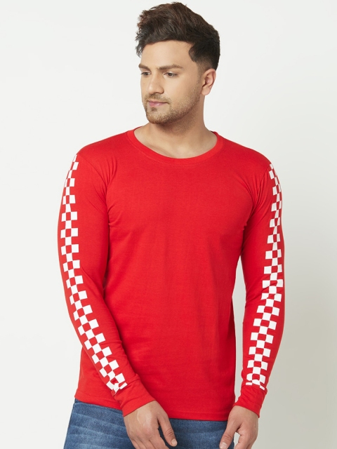 

KAY DEE Men Red Solid Round Neck Pure Cotton T-shirt