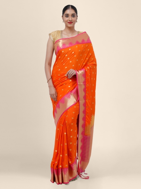 

Bangalore Silk Emporium Orange Woven Design Silk Blend Saree