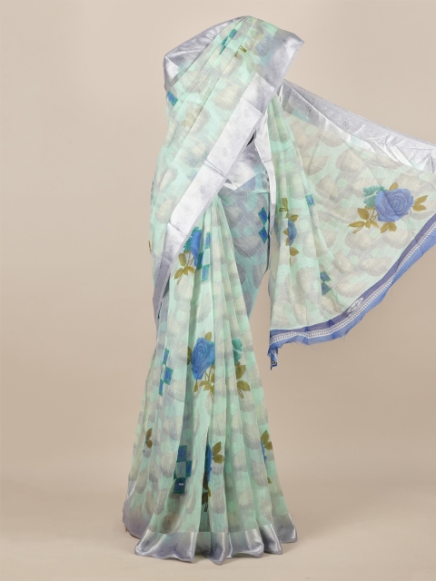 

Pothys Green Printed Jute Silk Saree