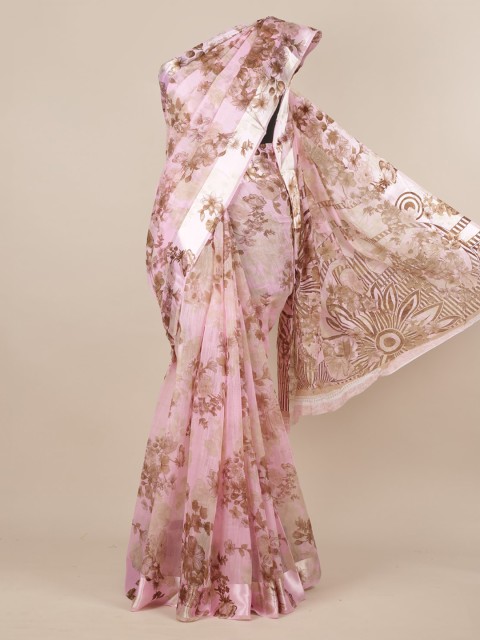 

Pothys Rose & Brown Jute Silk Floral Printed Saree