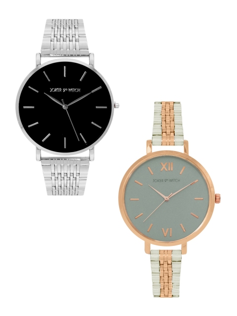 

JOKER & WITCH Unisex Set Of 2 Grey & Black Noah & Allie Couple Watch Gift Set JWCW168