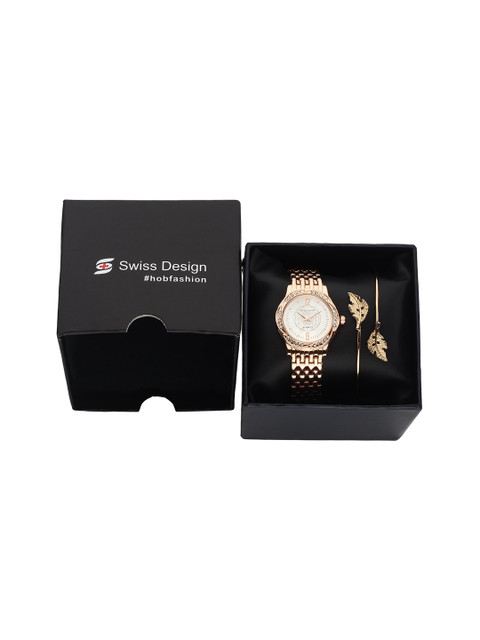 

Swiss Design Women Rose Gold-Toned & Gold-Toned Watch & Jewellery Gift Set SDWGift Set-50