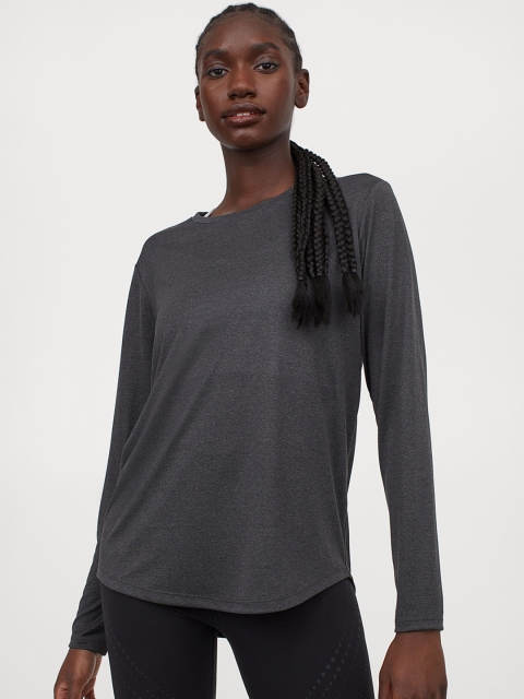 

H&M Women Black Solid Sports Sustainable Top