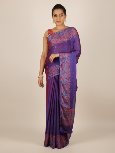 

Pothys Blue Solid Poly Chiffon Saree