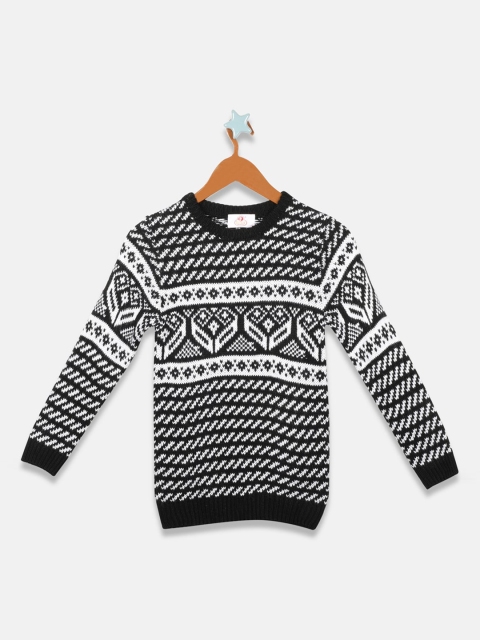 

OWM Boys Black Printed Pullover Sweater