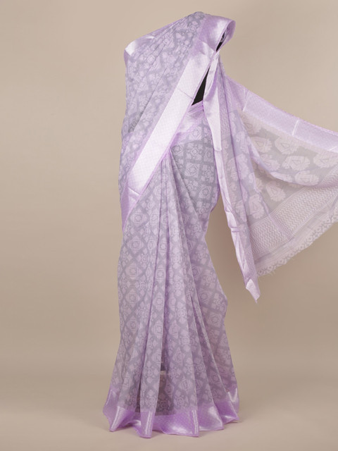 

Pothys Lavender Printed Jute Silk Saree