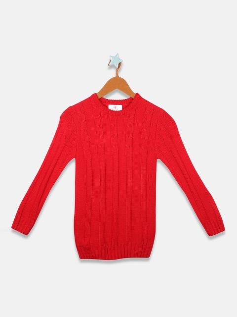 

OWM Boys Red Self Design Pullover Sweater