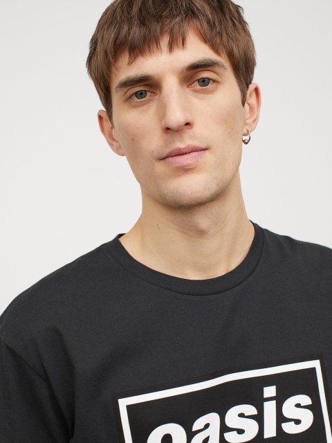 

H&M Men Black Print-Motif T-shirt