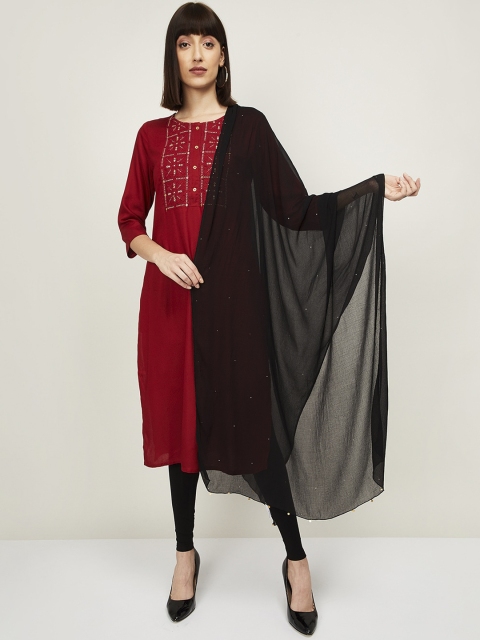 

Melange by Lifestyle Black & Gold-Toned Solid Dupatta