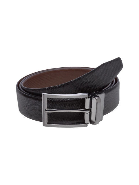 

WELBAWT Men Black & Brown Textured Leather Slim Reversible Belt