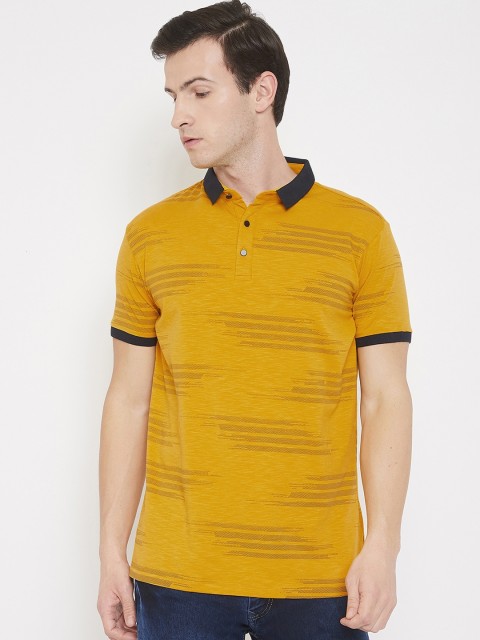 

QUBIC Men Mustard Printed Polo Collar T-shirt