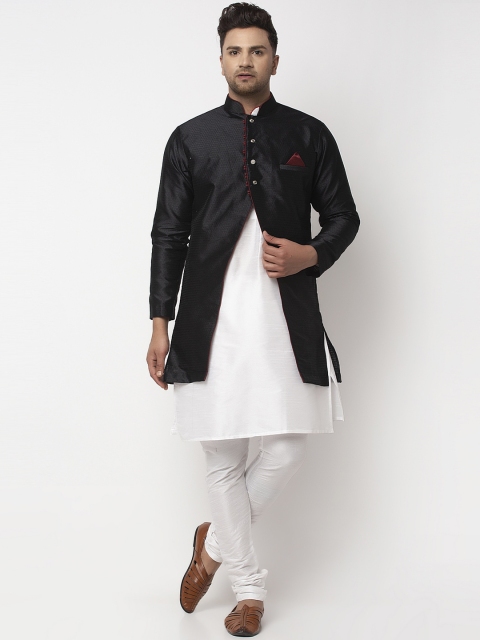 

Benstoke Men White & Black Self-Design Sherwani