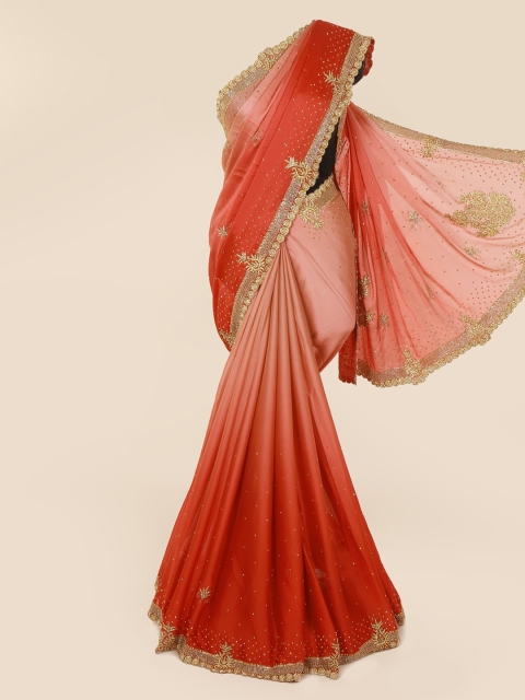 

Pothys Red Dyed Pure Georgette Saree