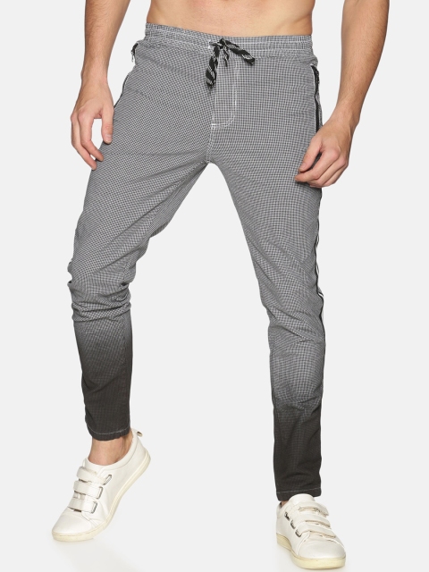 

KULTPRIT Men Grey & Black Skinny Fit Checked Regular Trousers