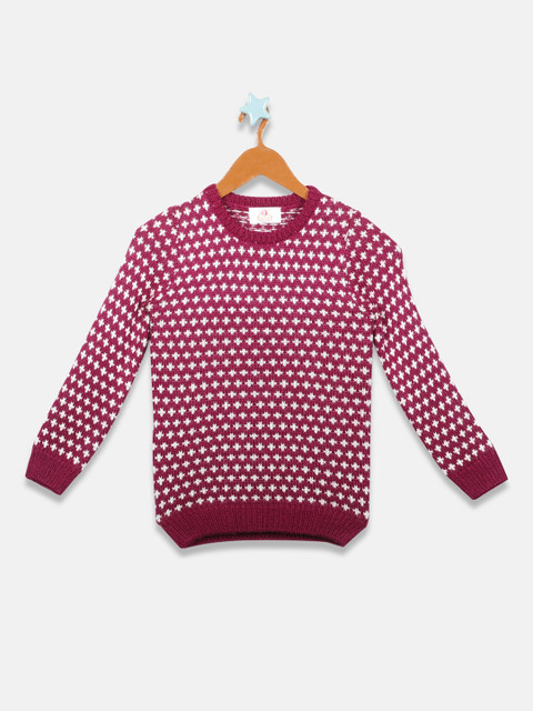 

OWM Girls Pink Printed Pullover Sweater